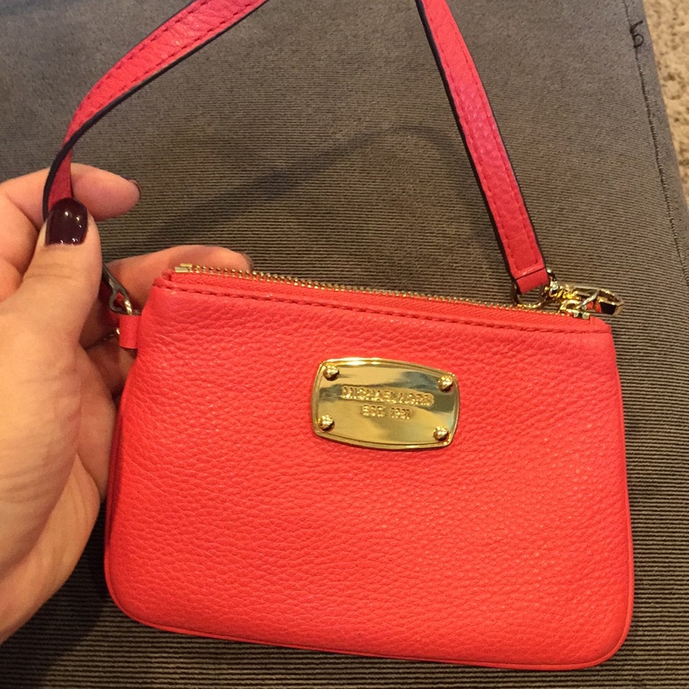 Michael Kors leather wristlet pouch